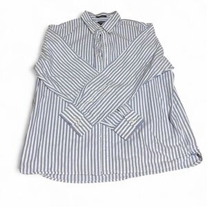 Blue and White Striped Men's Shirt